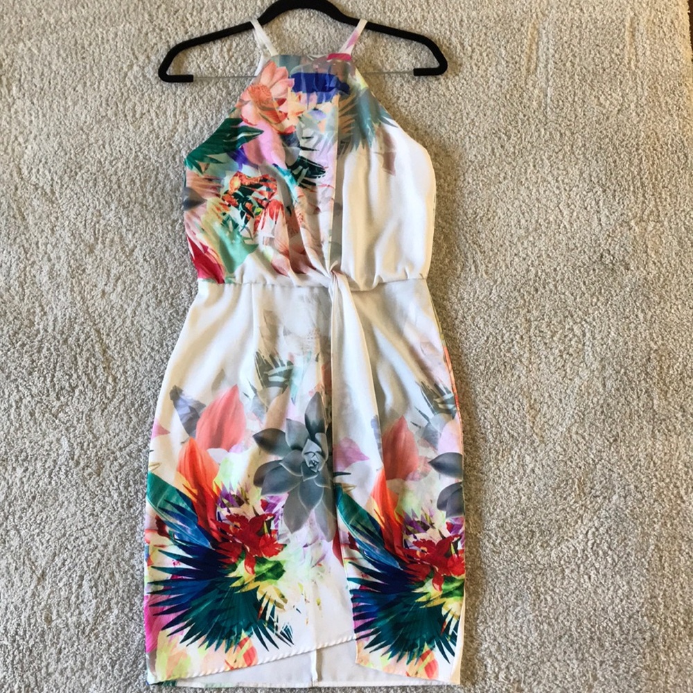 Chelsea28 Tropical Print Crepe Blouson Dress